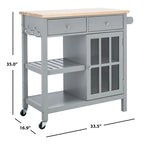 Desserte de cuisine 1 porte, 2 tiroirs, 2 étagères – 33,5 L x 16,9 P x 35 H – 33Lx17Px35H