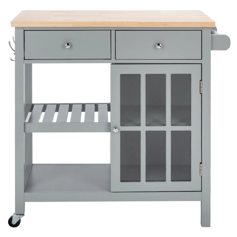Desserte de cuisine 1 porte, 2 tiroirs, 2 étagères – 33,5 L x 16,9 P x 35 H – 33Lx17Px35H