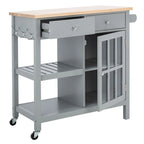 Desserte de cuisine 1 porte, 2 tiroirs, 2 étagères – 33,5 L x 16,9 P x 35 H – 33Lx17Px35H