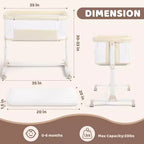 Berceau pour bébé avec roulettes - Beige / Gris / Rose, cododo, pour 1 bébé