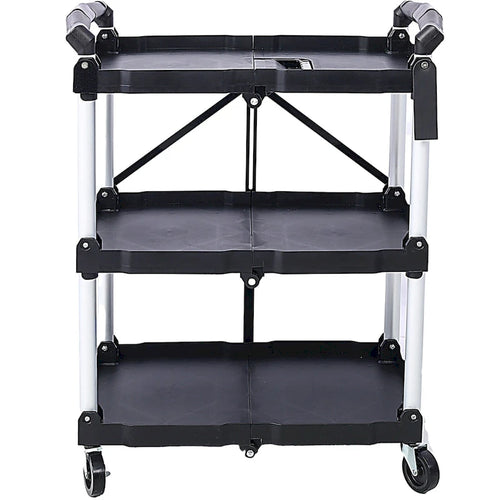 Chariot de service pliable à 3 niveaux, capacité de charge de 22,7 kg par étagère - 65x39x83 cm (LxlxH)