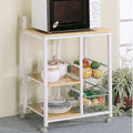 Theo Casual Natural Brown and White Kitchen Cart