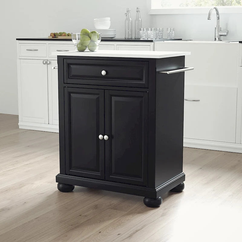 Îlot de cuisine/Chariot portable avec dessus en granit - 31 larg. x 18 prof. x 35,5 haut.