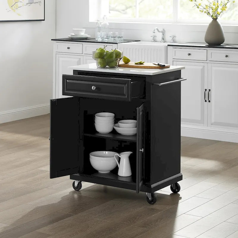 Desserte de cuisine portative en granit – 31 po L x 18 po P x 35,5 po H