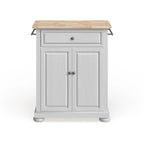 Îlot de cuisine portable à plateau en bois, finition blanche - 18p x 31l x 33,5h