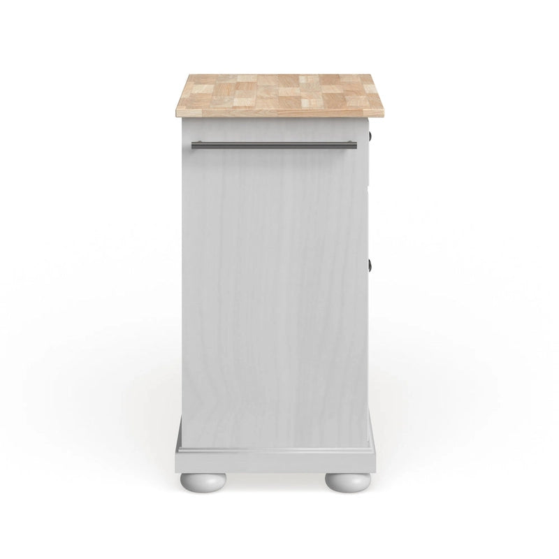 Îlot de cuisine portable à plateau en bois, finition blanche - 18p x 31l x 33,5h