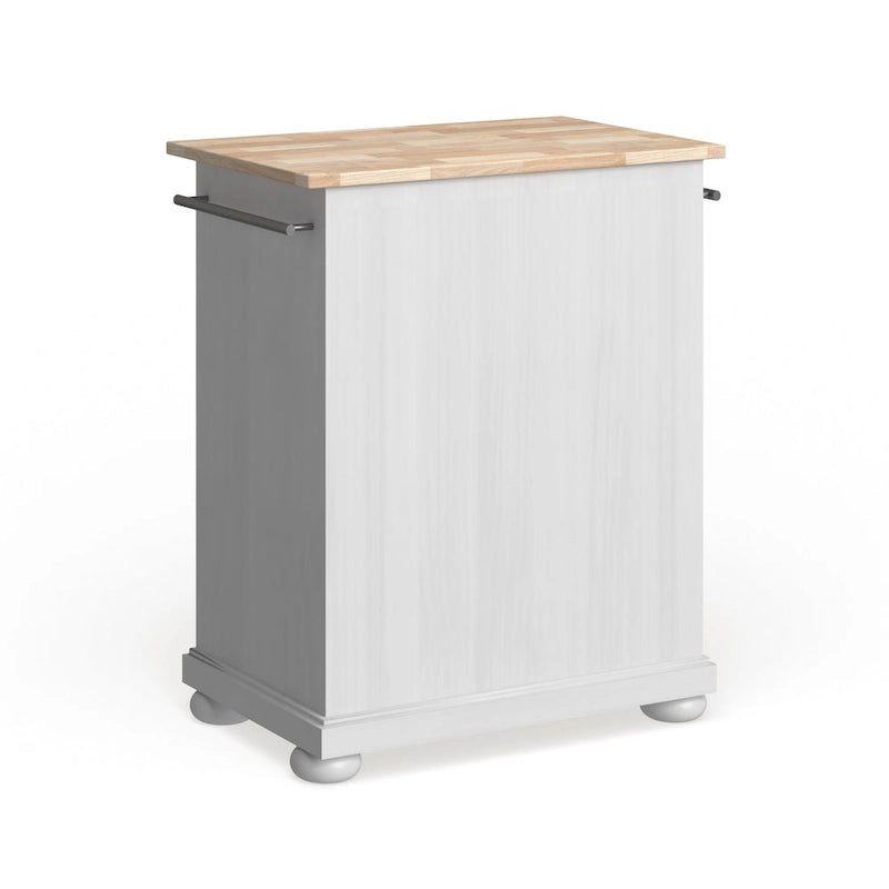Îlot de cuisine portable à plateau en bois, finition blanche - 18p x 31l x 33,5h