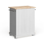 Îlot de cuisine portable à plateau en bois, finition blanche - 18p x 31l x 33,5h