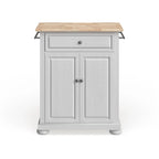 Îlot de cuisine portable à plateau en bois, finition blanche - 18p x 31l x 33,5h