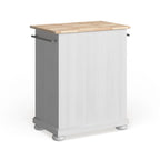 Îlot de cuisine portable à plateau en bois, finition blanche - 18p x 31l x 33,5h