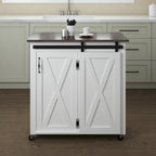 Desserte de cuisine en bois blanc de style ferme moderne