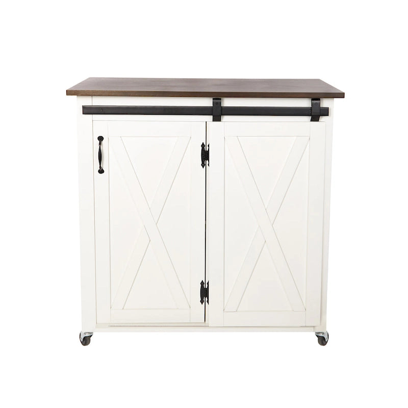Desserte de cuisine en bois blanc de style ferme moderne