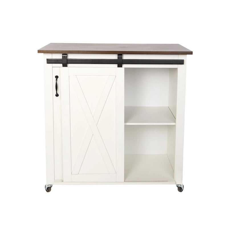 Desserte de cuisine en bois blanc de style ferme moderne