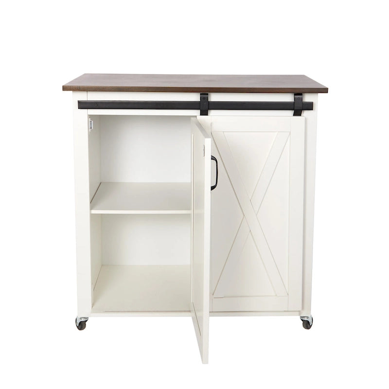 Desserte de cuisine en bois blanc de style ferme moderne