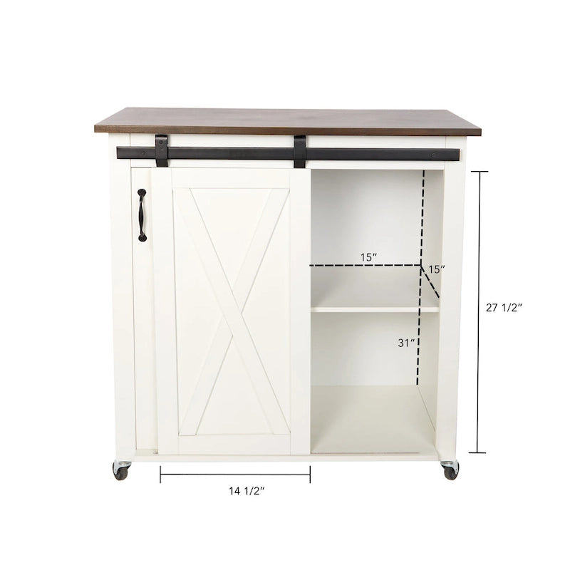 Desserte de cuisine en bois blanc de style ferme moderne