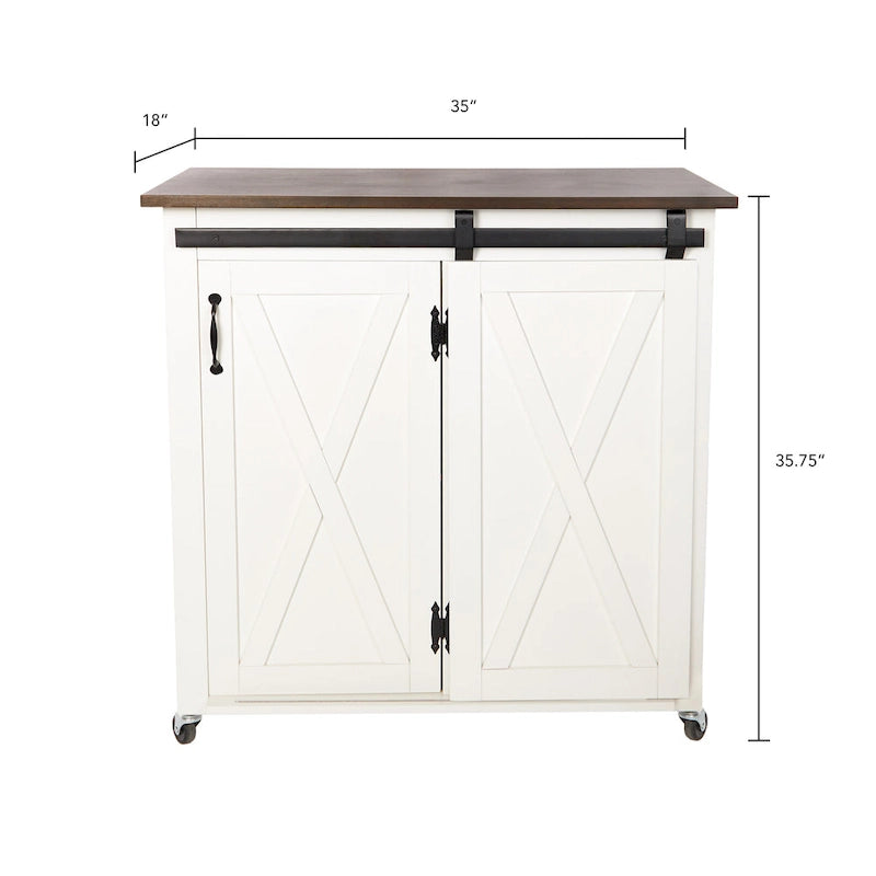 Desserte de cuisine en bois blanc de style ferme moderne