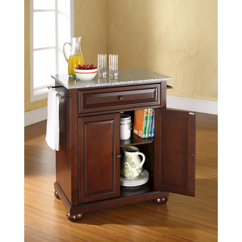 Îlot/desserte de cuisine portable à plateau en granit - 18p x 31l x 33.5h
