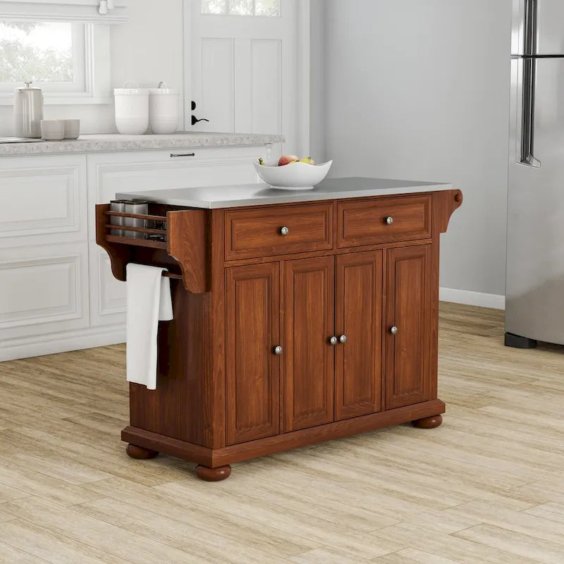 Crosley Alexandria Stainless Steel Top Full Size Kitchen Island/Cart - 18d x 51.5w x 34h