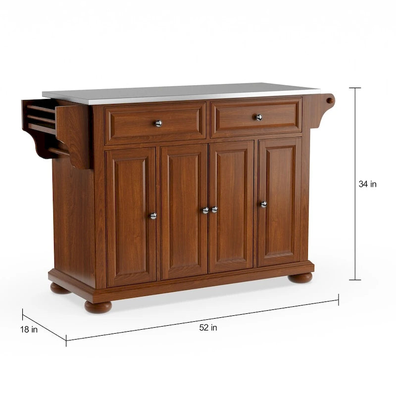 Dessus en acier inoxydable Îlot/Chariot de cuisine pleine grandeur - 45,7 P x 130,8 L x 86,4 H cm