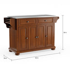 Dessus en acier inoxydable Îlot/Chariot de cuisine pleine grandeur - 45,7 P x 130,8 L x 86,4 H cm