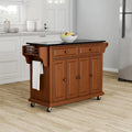 Crosley Full Size Solid Black Granite Top Classic Cherry Finish Kitchen Cart - 18d x 51.5w x 36h