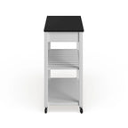 Desserte/îlot de cuisine en granit noir massif avec option de rangement pour tabourets, fini blanc – 17p x 43L x 35h