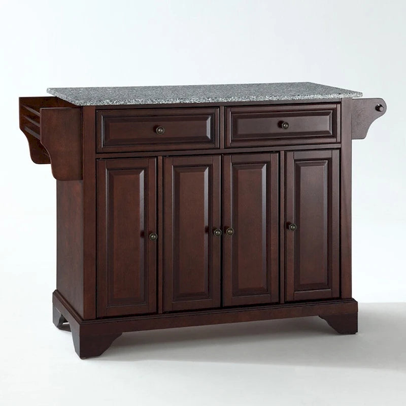 Îlot de cuisine en granit massif avec finition Acajou Vintage - 45.7P x 130.8L x 86.4H cm