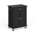 Dessus en granit noir massif Chariot de cuisine portable/Îlot en finition noire - 18p x 31l x 35,5h