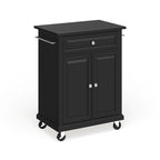 Dessus en granit noir massif Chariot de cuisine portable/Îlot en finition noire - 18p x 31l x 35,5h