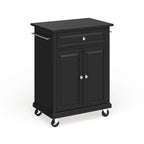 Dessus en granit noir massif Chariot de cuisine portable/Îlot en finition noire - 18p x 31l x 35,5h
