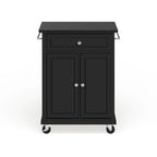 Dessus en granit noir massif Chariot de cuisine portable/Îlot en finition noire - 18p x 31l x 35,5h