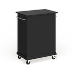 Dessus en granit noir massif Chariot de cuisine portable/Îlot en finition noire - 18p x 31l x 35,5h
