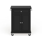 Dessus en granit noir massif Chariot de cuisine portable/Îlot en finition noire - 18p x 31l x 35,5h
