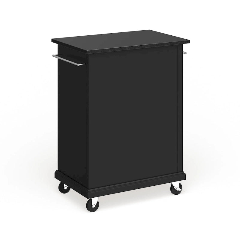 Dessus en granit noir massif Chariot de cuisine portable/Îlot en finition noire - 18p x 31l x 35,5h