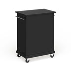 Dessus en granit noir massif Chariot de cuisine portable/Îlot en finition noire - 18p x 31l x 35,5h