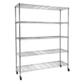 5-Tier Steel Wire Shelving with Wheels - (59.06 x 17.72 x 70.87)
