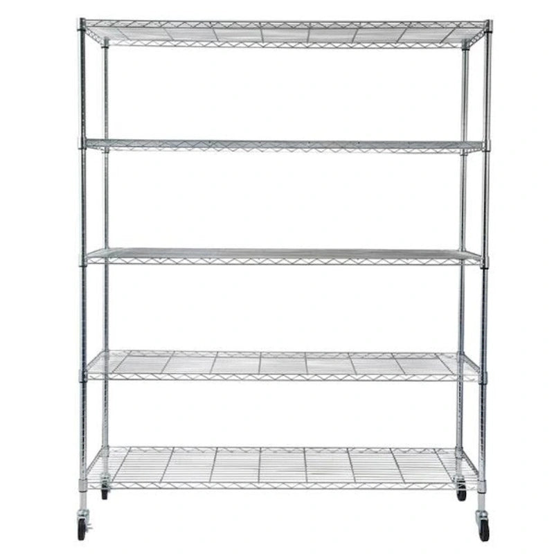 Étagère métallique à 5 niveaux avec roulettes - (59,06 x 17,72 x 70,87)