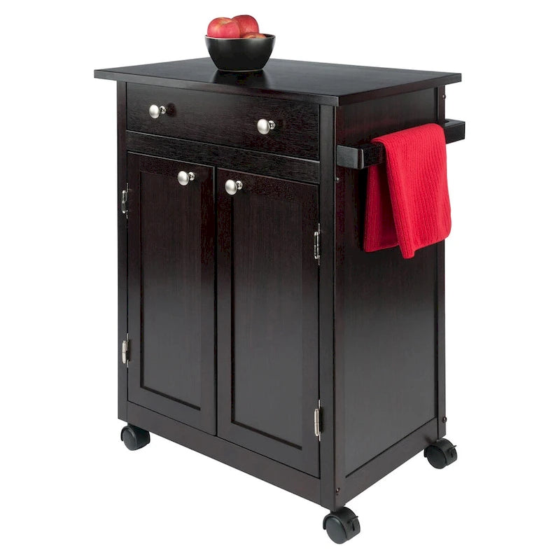 Chariot de cuisine utilitaire, Espresso – 26,89 x 17,72 x 34,02 pouces