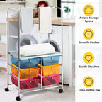 Chariot de rangement à roulettes 6 tiroirs avec barre de suspension Bureau École - 25 x 14,5 x 44