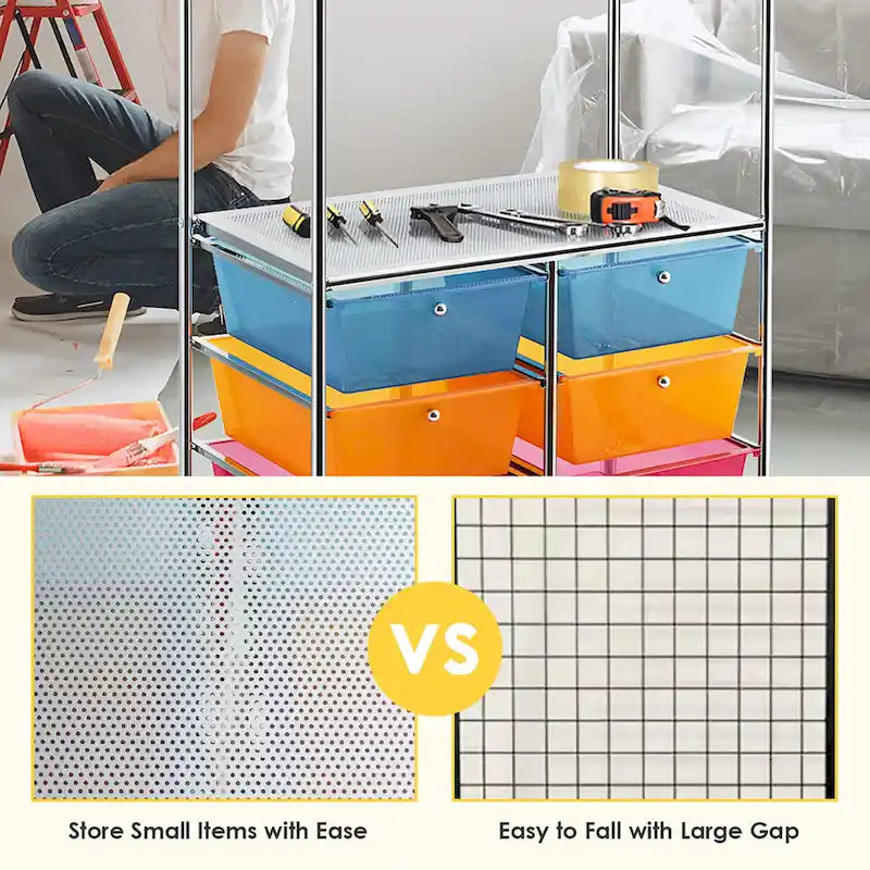 Chariot de rangement à roulettes 6 tiroirs avec barre de suspension Bureau École - 25 x 14,5 x 44