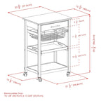 Chariot de cuisine utilitaire, plateau en granit, noir - 57,6 x 40,8 x 86,2 cm