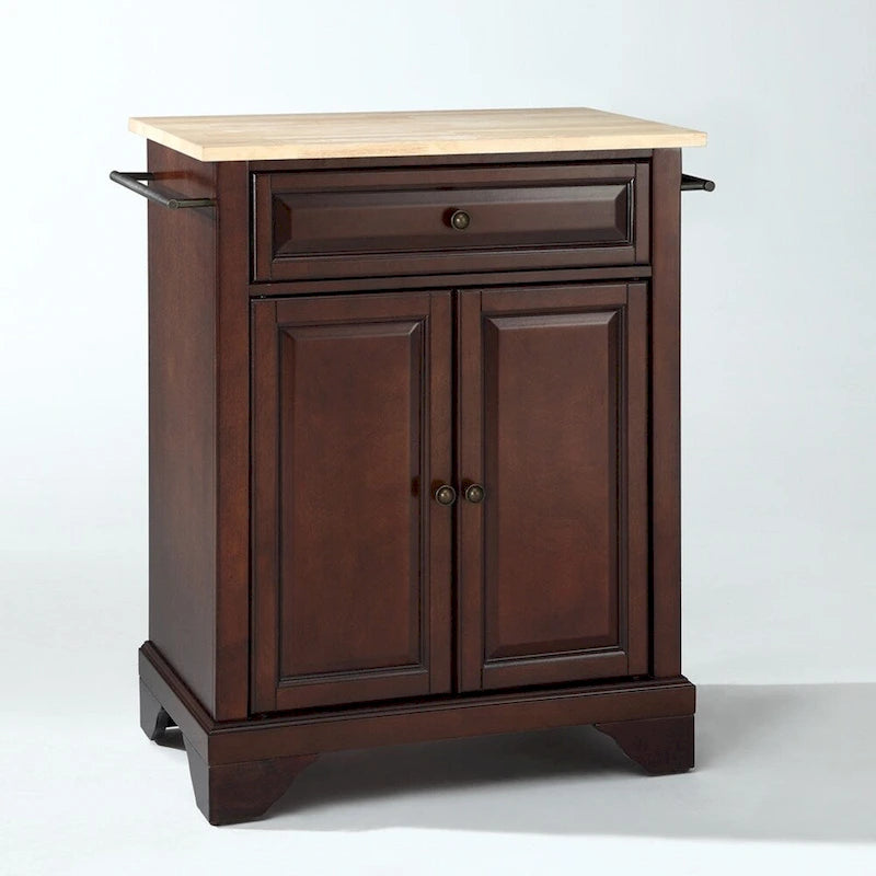 Îlot de cuisine portable à plateau en bois naturel, finition acajou vintage - 45,7 P x 78,7 L x 88,9 H cm