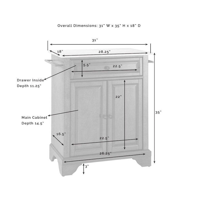 Îlot de cuisine portable à plateau en bois naturel, finition acajou vintage - 45,7 P x 78,7 L x 88,9 H cm