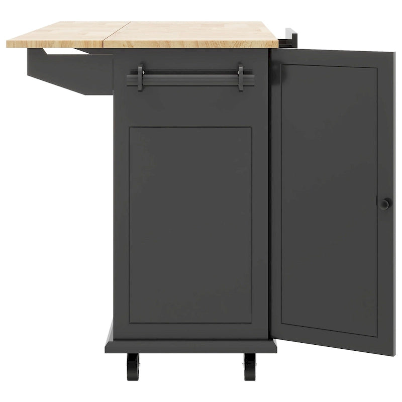 Îlot de cuisine roulant avec abattant et armoire coulissante à 3 niveaux
