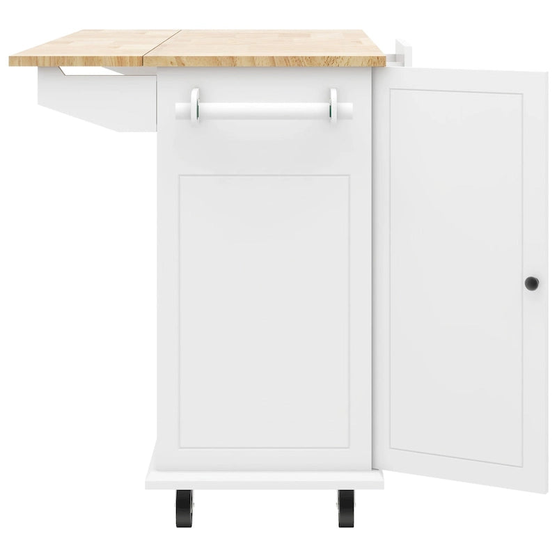 Îlot de cuisine roulant avec abattant et armoire coulissante à 3 niveaux