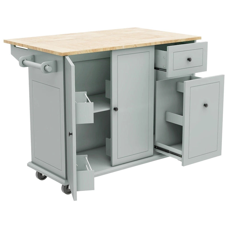 Îlot de cuisine roulant avec abattant et armoire coulissante à 3 niveaux