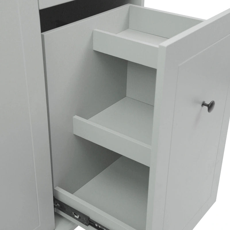 Îlot de cuisine roulant avec abattant et armoire coulissante à 3 niveaux