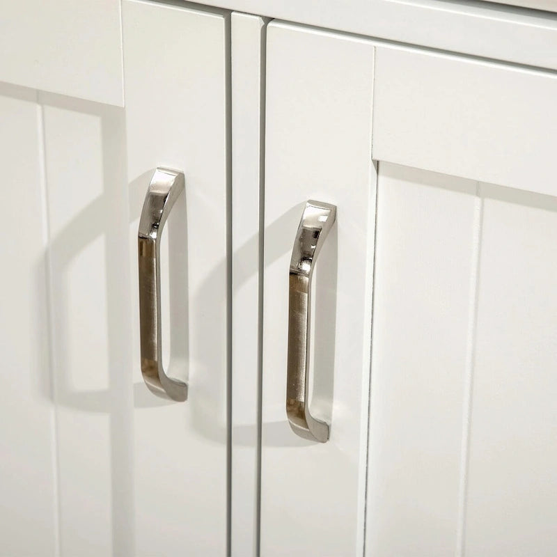 Îlot de cuisine avec armoire de rangement, plateau en bois d'hévéa à 2 niveaux, étagères réglables et tiroirs