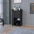 Dessertes de bar à 1 porte avec porte-bouteilles et roulettes noires