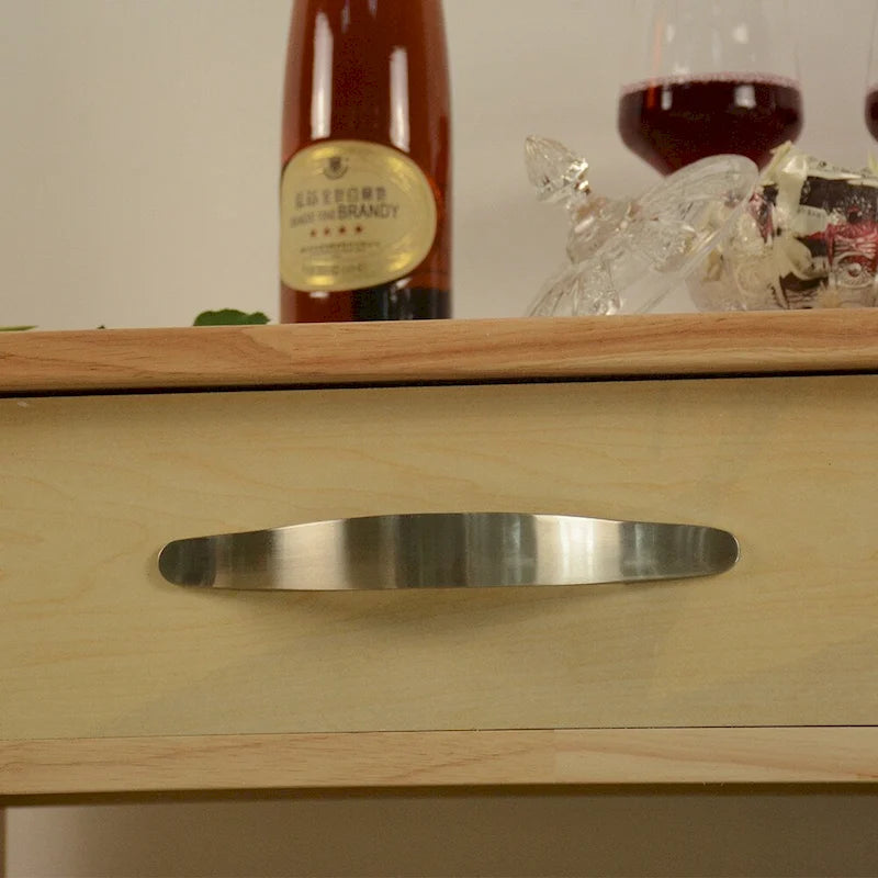 Îlot de cuisine et chariot de conception simple, doubles étagères de présentation et 2 tiroirs avec plateau en bois